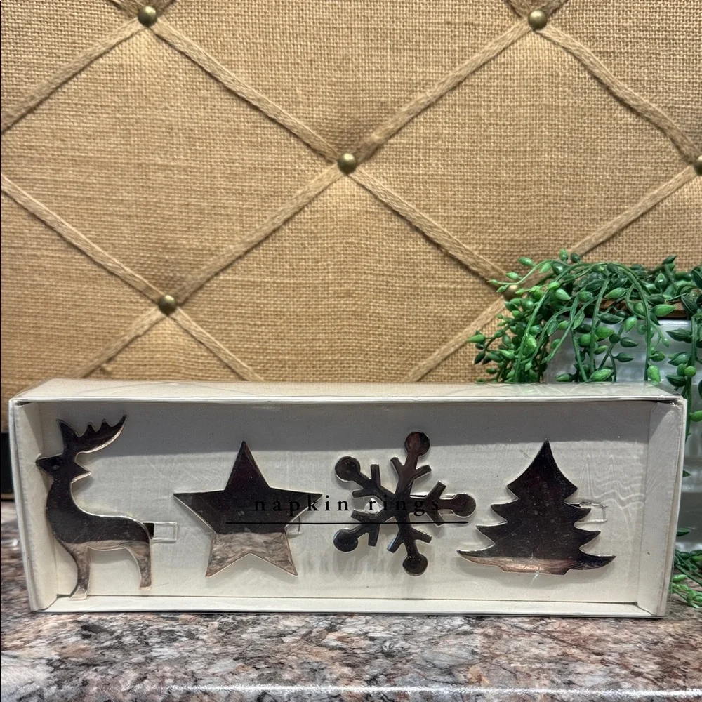 Pier 1 Napkin Ring Set with Holiday Shapes